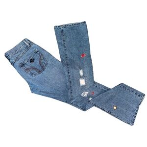 Vintage Angels Embroidered Jeans With Patches Rainbow Pockets Size 7 Women